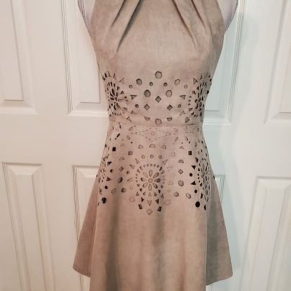 Suede Look Sleeveless Fit and Flare Dress with Size 2 NWOT - Picture 2 of 4